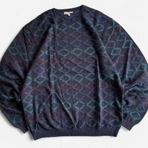 Men’s Manuscript man:u:script Merino Wool Black Blue Purple Geometric Sweater